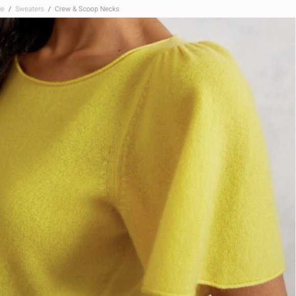 Yellow Anthropologie Maeve Cashmere Flutter Sleeve Sweater Top - Picture 2 of 6